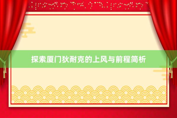 探索厦门狄耐克的上风与前程简析